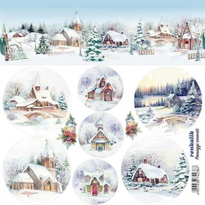 3D PRINTED CLOTH SNOWY LANDSCAPES 45X45 CM.